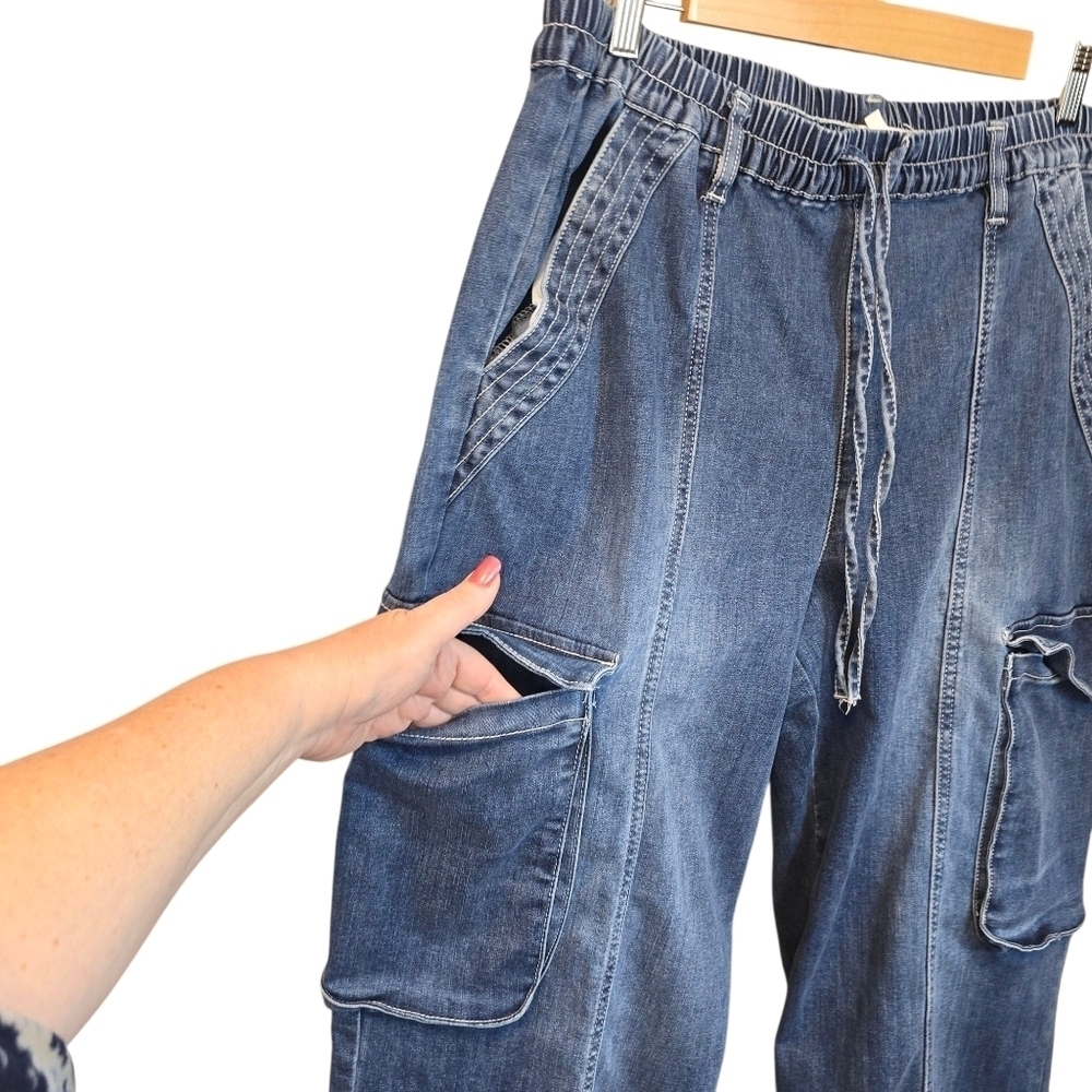 Madden NYC Wide Leg Cargo Drawstring Waist Skater Jeans Size XL - Picture 8 of 14